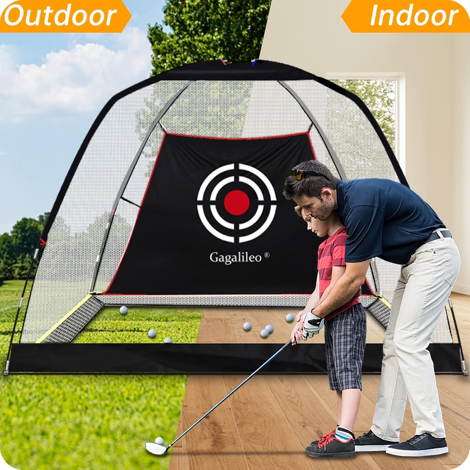 Golf Nets for Backyard,Golf Net,Golf Driving Range,Golf Practice Hitting Net,10X7X6Ft Golf Net with Target and Carry Bag,White Net-Without Bottom